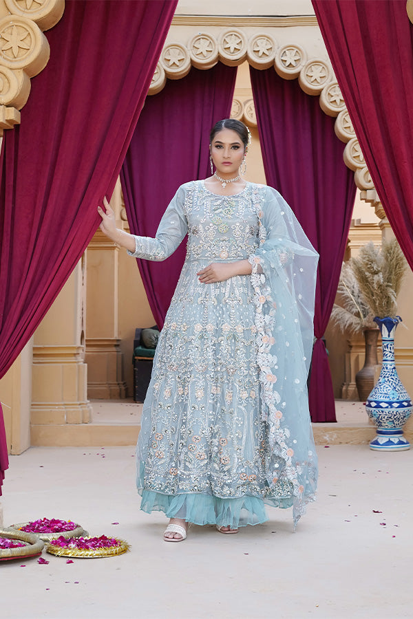 3 PIECE STITCHED EMBROIDERED SUIT MAXI-173 - Nafuji Store