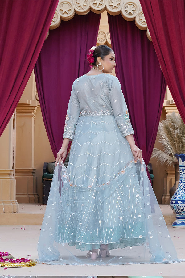 3 PIECE STITCHED EMBROIDERED SUIT MAXI-173 - Nafuji Store