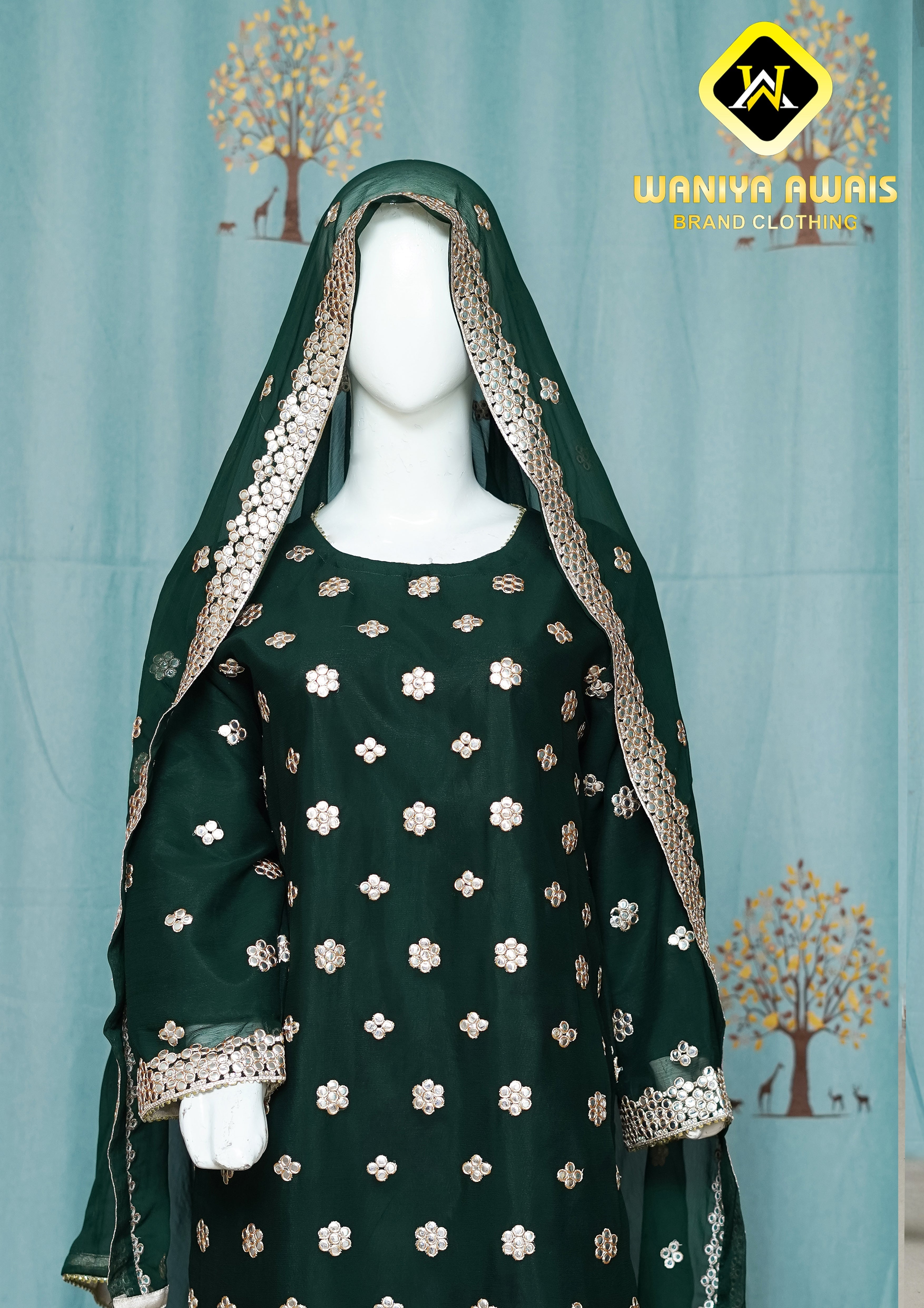 3 PIECE STITCHED EMBROIDERED SUIT WAS-31 - Nafuji Store