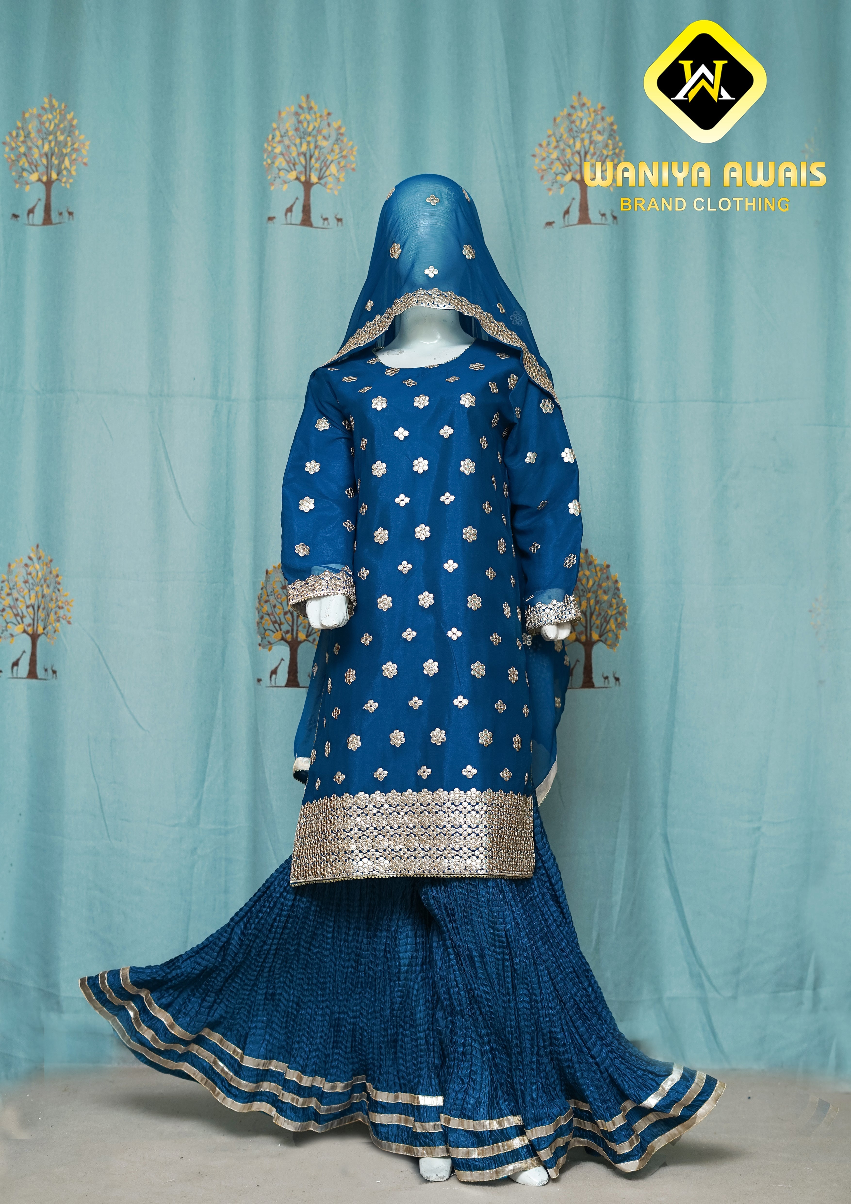 3 PIECE STITCHED EMBROIDERED SUIT WAS-31 - Nafuji Store