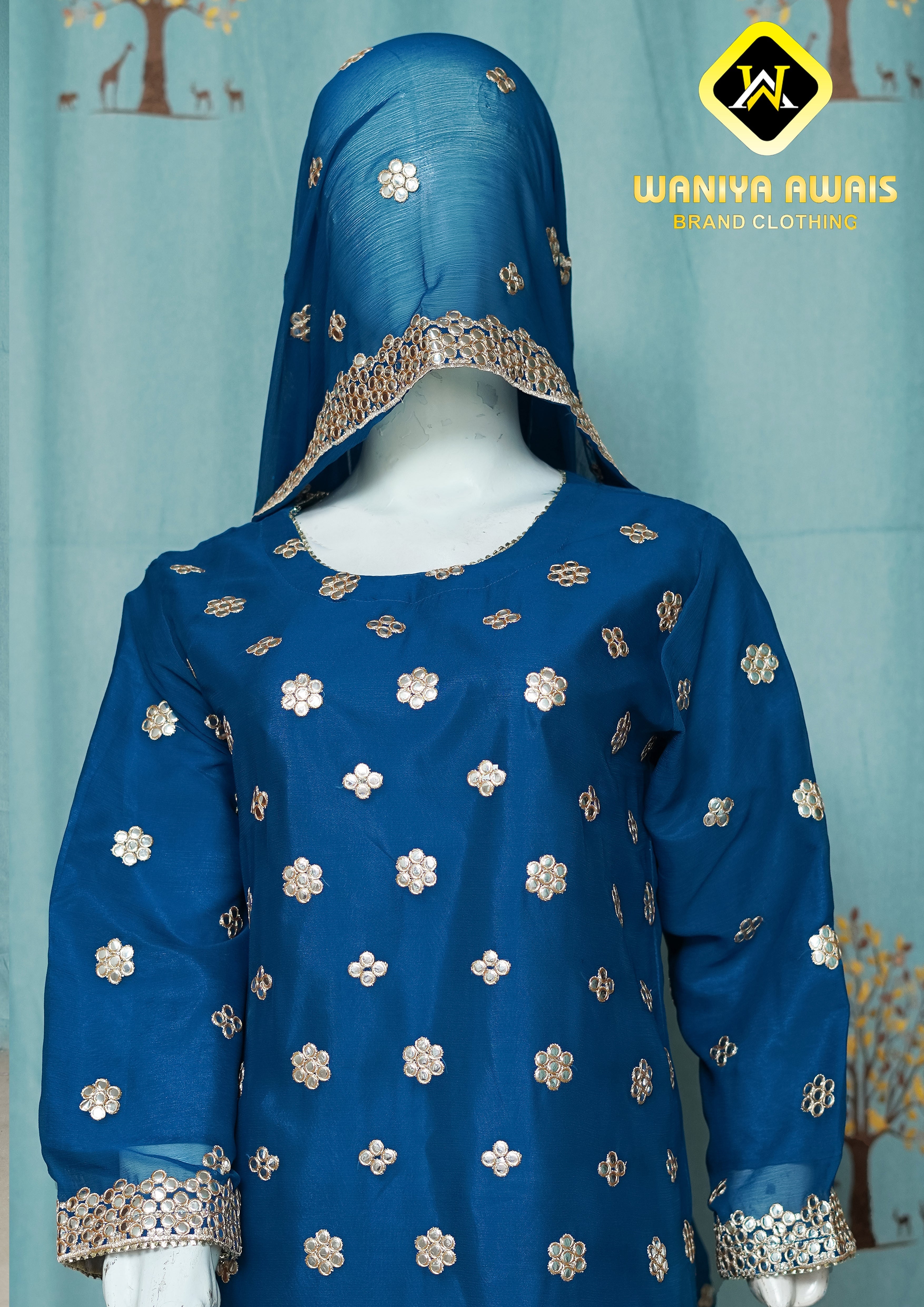 3 PIECE STITCHED EMBROIDERED SUIT WAS-31 - Nafuji Store