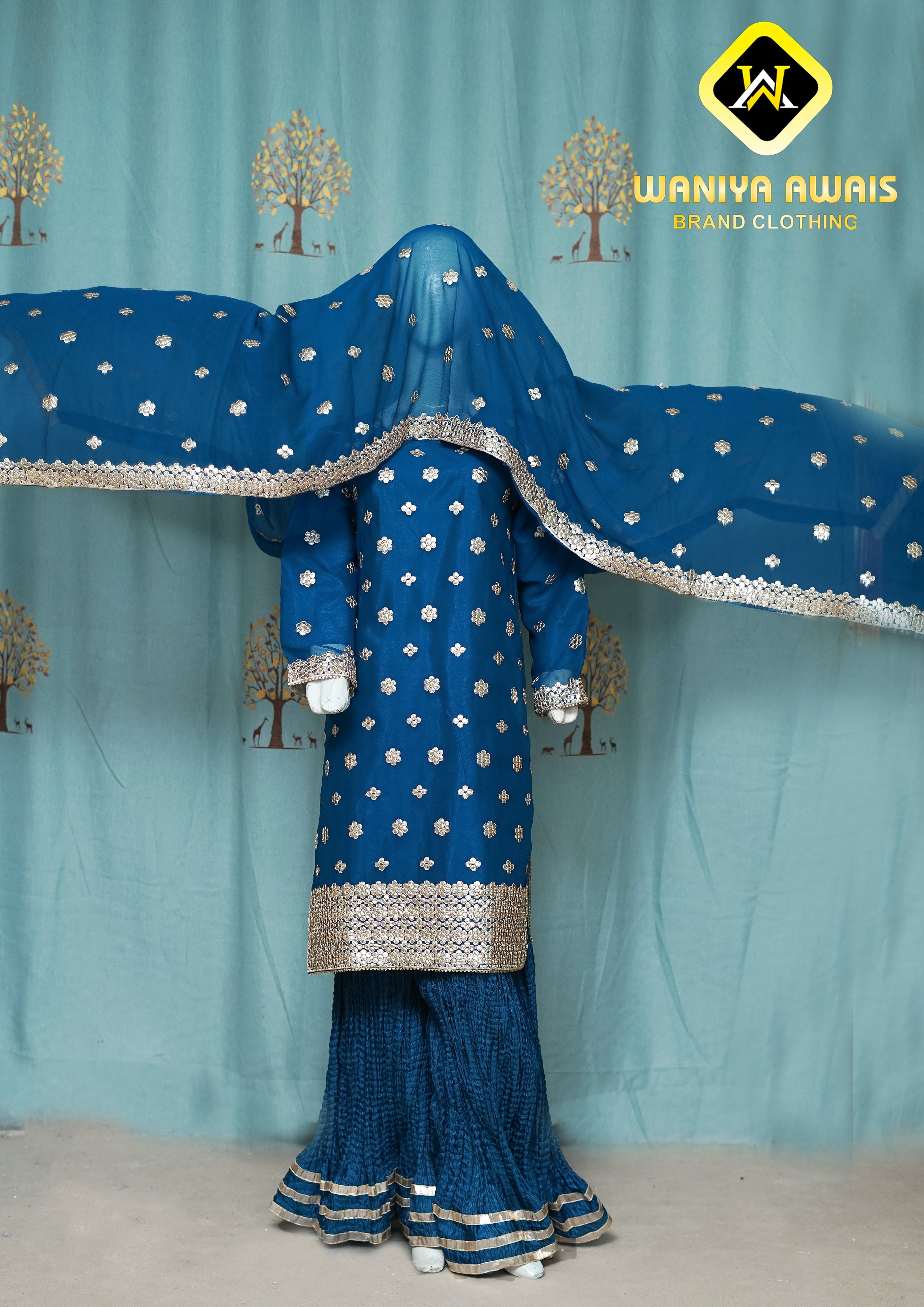 3 PIECE STITCHED EMBROIDERED SUIT WAS-31 - Nafuji Store