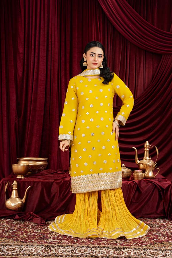 3 PIECE STITCHED EMBROIDERED SUIT WAS-31 - Nafuji Store