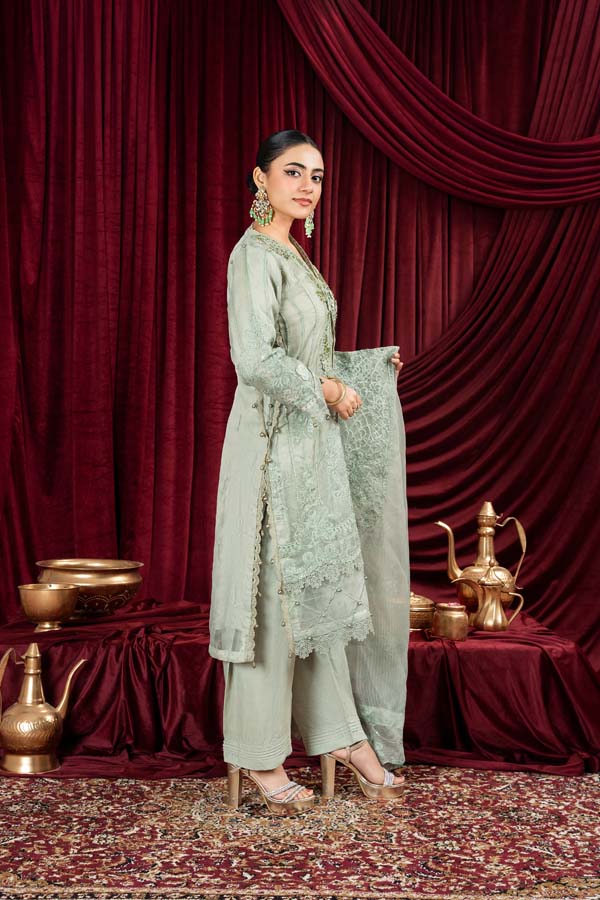 3 PIECE STITCHED EMBROIDERED SUIT WAS-06 - Nafuji Store