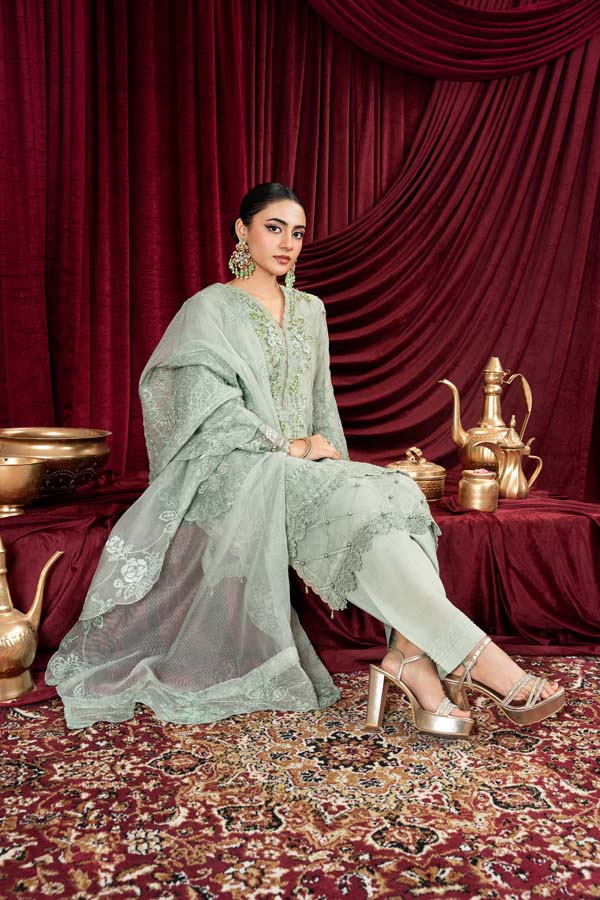 3 PIECE STITCHED EMBROIDERED SUIT WAS-06 - Nafuji Store