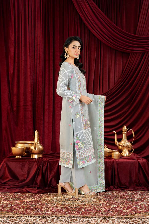3 PIECE STITCHED EMBROIDERED SUIT WAS-177 - Nafuji Store